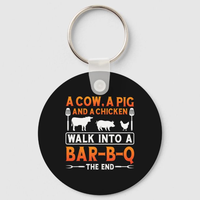 Bbq Shirt A Cow Nyckelring (Framsida)