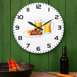 BBQ Skewers och Beer Summer Cookout Stor Klocka