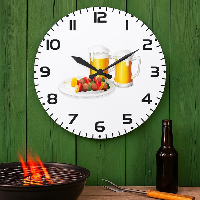 BBQ Skewers och Beer Summer Cookout Stor Klocka (Skapare uppladdad)