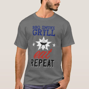 BBQ Smoke Grill EAT REPEAT, rustik vintage T Shirt