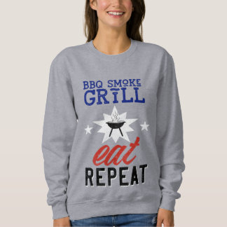 BBQ Smoke Grill EAT REPEAT Vintage Rustic T Shirt