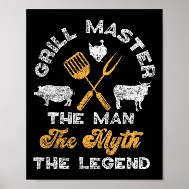 Bbq Smoker Grill Mäster mannen myten Legen Poster (Framsidan)