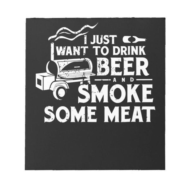 BBQ Smoking Pitmaster Gift Drink Beer Smoke Kött Anteckningsblock (Framsida)