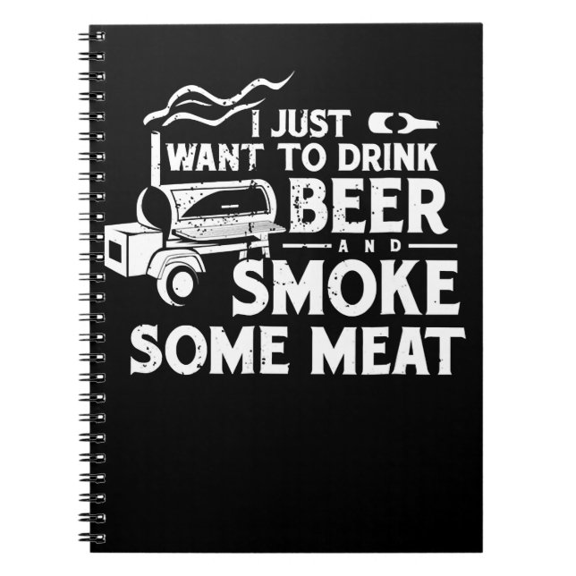 BBQ Smoking Pitmaster Gift Drink Beer Smoke Kött Anteckningsbok (Framsidan)