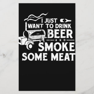 BBQ Smoking Pitmaster Gift Drink Beer Smoke Kött Brevpapper