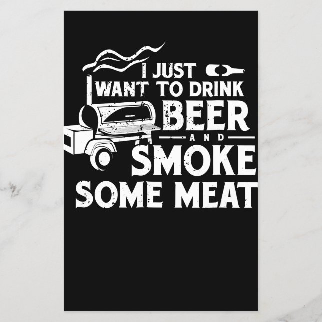 BBQ Smoking Pitmaster Gift Drink Beer Smoke Kött Flygblad (Framsidan)