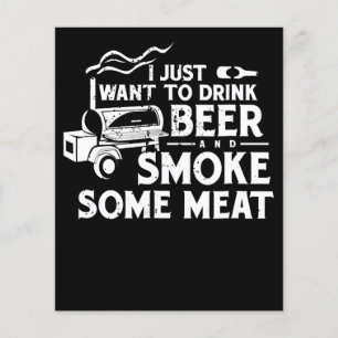 BBQ Smoking Pitmaster Gift Drink Beer Smoke Kött Flygblad