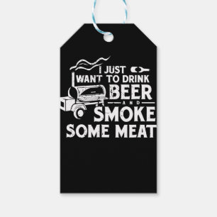 BBQ Smoking Pitmaster Gift Drink Beer Smoke Kött Presentetikett