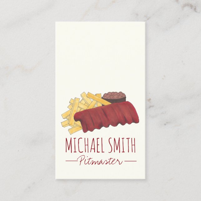 BBQ Spare Ribs Pitmaster Barbecue Restaurant Visitkort (Framsida)