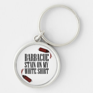 BBQ Stain på min vita Rund Silverfärgad Nyckelring