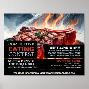 BBQ-stek - konkurrerande/snabbmatande Tävling Poster
