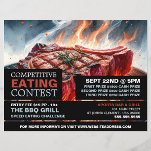 BBQ-stek - konkurrerande/snabbmatande Tävling Reklamblad