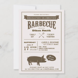 BBQ-Studentfest eller Firande Party Inbjudningar