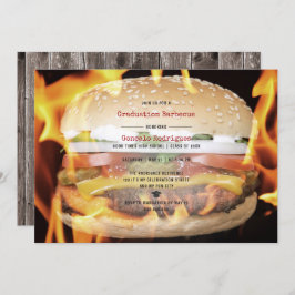 BBQ Studentfest High School Boy Avslappnad Rustic Inbjudningar