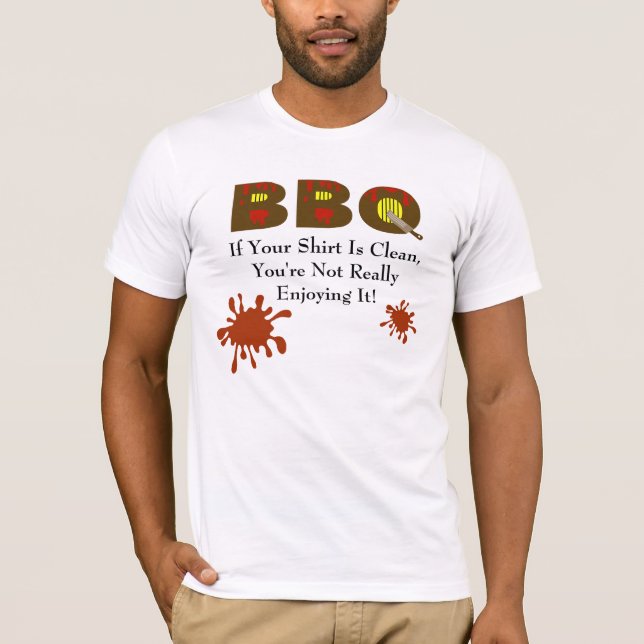 Bbq-T-tröja med BBQ-såsfläckar (bekläda & dra T Shirt (Framsida)