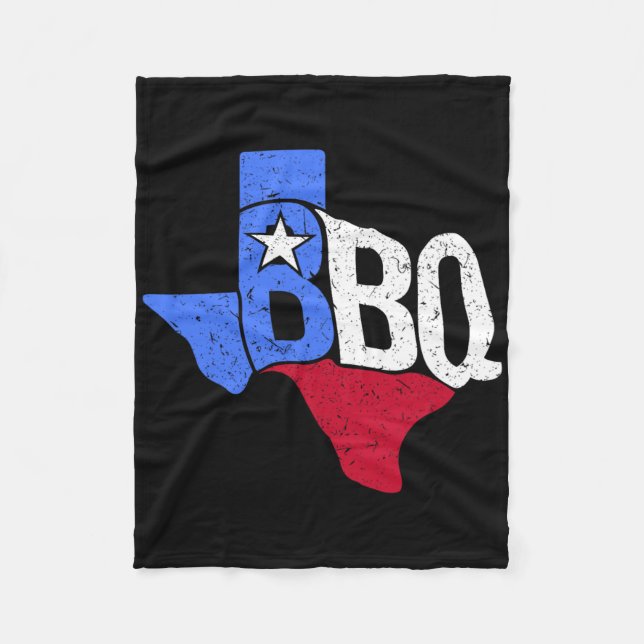 Bbq Texas Statlig flagga och Byrbecue Karta Fleecefilt (Framsidan)