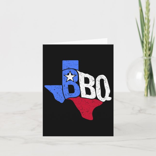 Bbq Texas Statlig flagga och Byrbecue Karta Kort (Framsida)