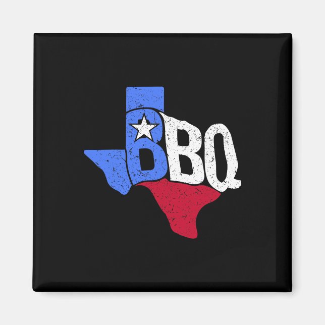 Bbq Texas Statlig flagga och Byrbecue Karta Magnet (Framsidan)