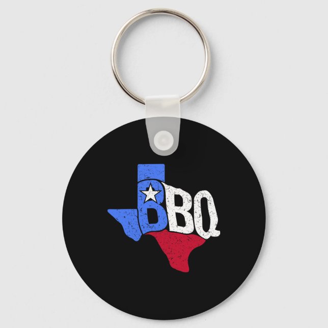 Bbq Texas Statlig flagga och Byrbecue Karta Nyckelring (Framsida)
