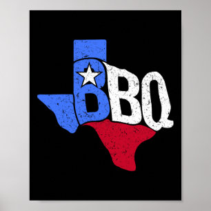 Bbq Texas Statlig flagga och Byrbecue Karta Poster