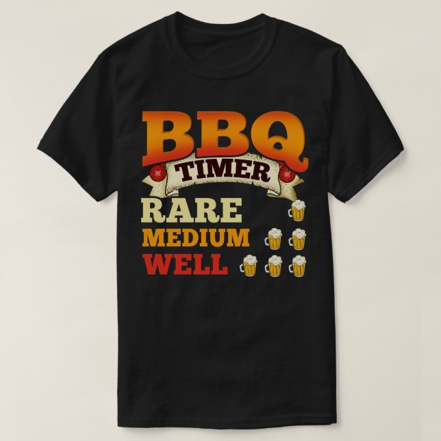 BBQ Timer Barbecue Beer Drinking Grilling T Shirt (Design framsida)