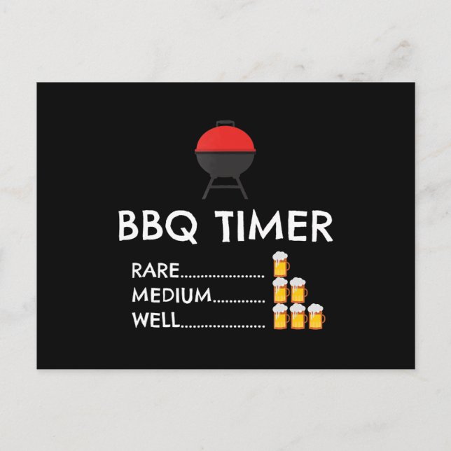 BBQ Timer Barbecue Funny Grill Grilling Gift Helg Vykort (Framsida)