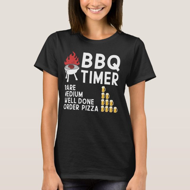BBQ Timer Barbecue Grilling Smoker Drinking T Shirt (Framsida)