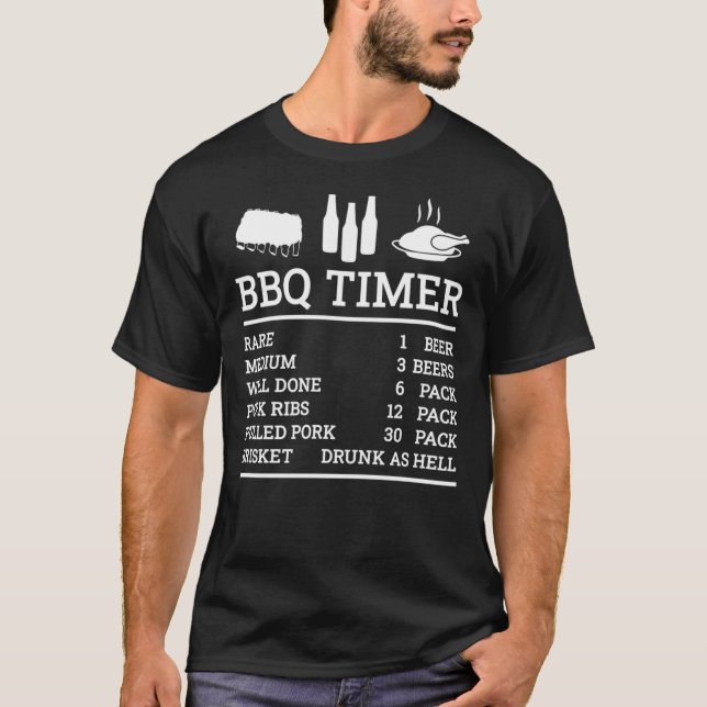 BBQ Timer, Beef and Beer, Sällsynt - Medium - Tja  T Shirt (Framsida)