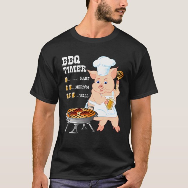 Bbq Timer Beer Barbecue Funny Manar Kött Smoker T Shirt (Framsida)