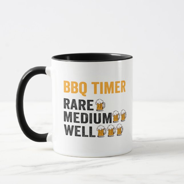 BBQ Timer Beer Drinking Funny Grilling Pappa Gift Mugg (Vänster)