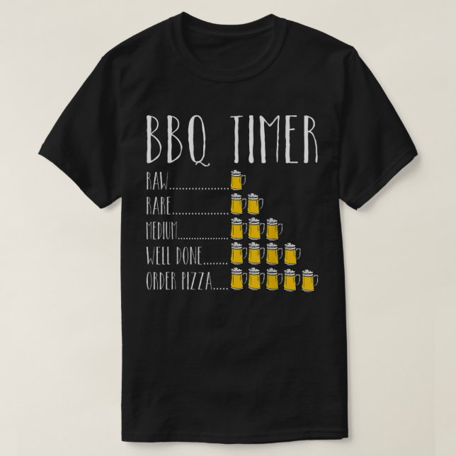 BBQ Timer Beer Drinking Funny Grilling T-Shirt (Design framsida)