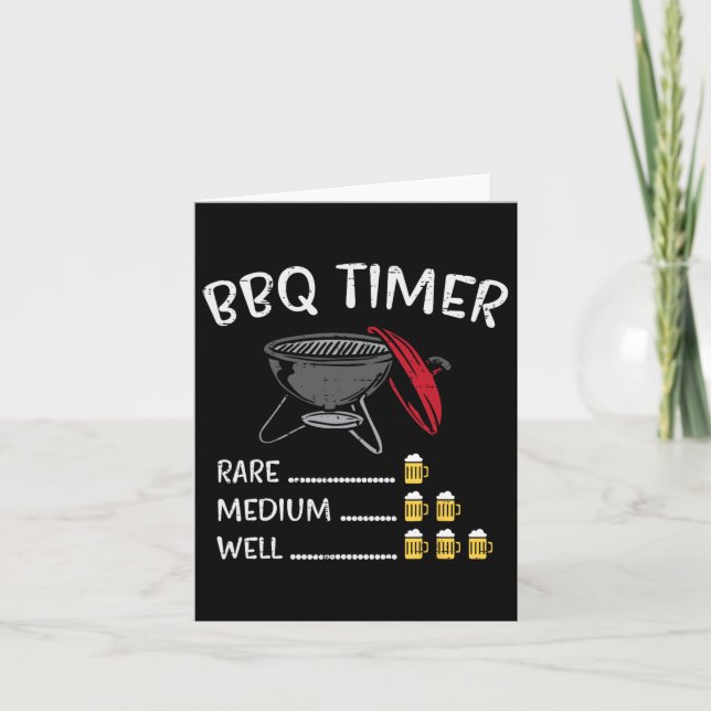 Bbq Timer Beer Funny Byrbecue Grill Drink Kort (Framsida)