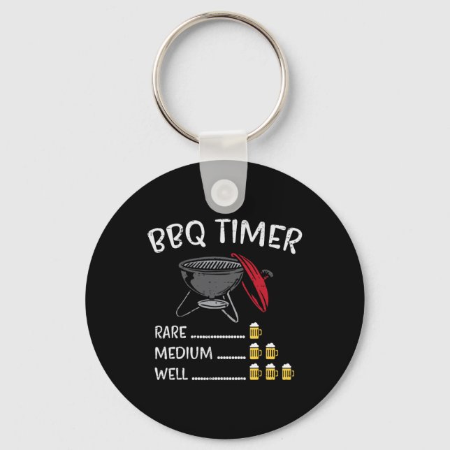 Bbq Timer Beer Funny Byrbecue Grill Drink Nyckelring (Framsida)