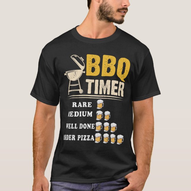 Bbq Timer Flag Funny Barbecue Grill 4th July Dad  T Shirt (Framsida)