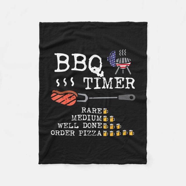 Bbq-timer flagga rolig barbecue grill 4 juli pappa fleecefilt (Framsidan)