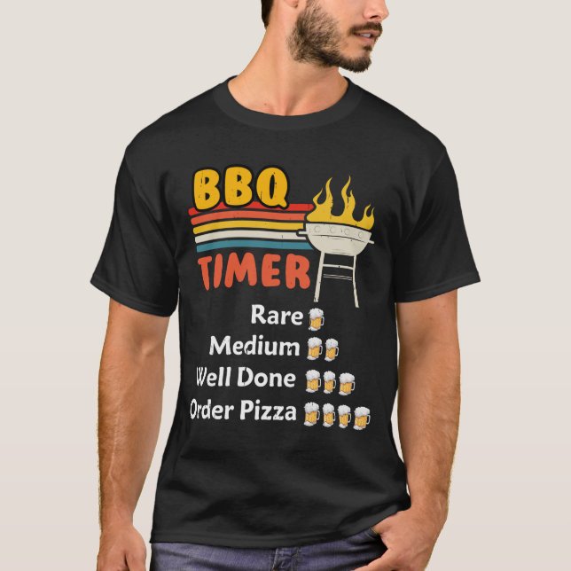 Bbq-timer Flagga Rolig Grill 4:e Juli Pappa  T Shirt (Framsida)