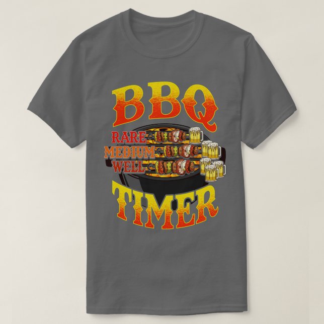 BBQ Timer Grilling Grill Master Beer Drinking Humo T Shirt (Design framsida)