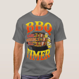 BBQ Timer Grilling Grill Master Beer Drinking Humo T Shirt