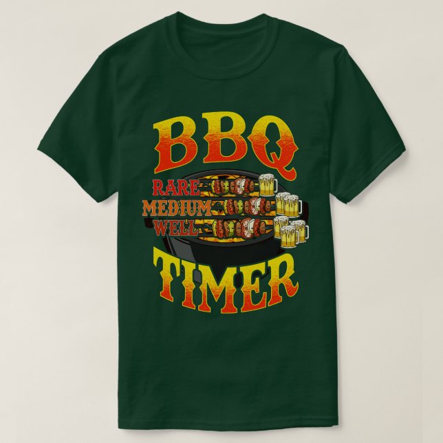 BBQ Timer Grilling Grill Master Beer Drinking Humo T Shirt (Design framsida)