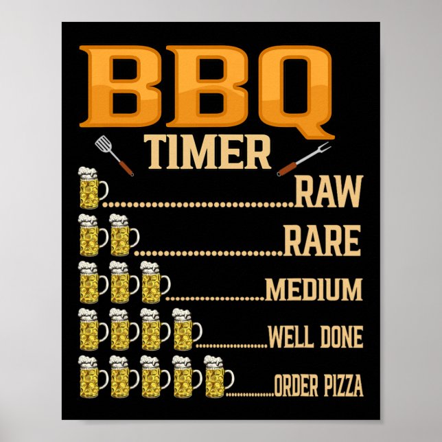 Bbq Timer Raw Sällsynt Medium well Klart Grill Äls Poster (Framsidan)