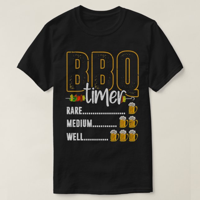 BBQ Timer-Sällsyntet Medium well Beer Drinny Funny T Shirt (Design framsida)