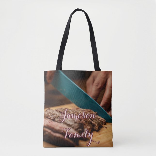 BBQ Tote Bag-familjen kokt Kött-mat Tygkasse (Framsida)