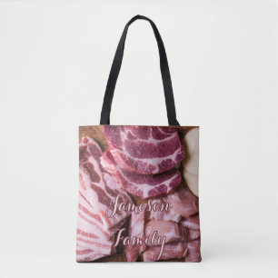 BBQ Tote Bag Family Raw Kött Food Tygkasse