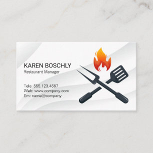 BBQ Utensils-Logotyp Restaurang Visitkort