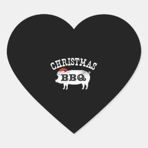 BBQ Vintage Distress Santa Hat Gris Hjärtformat Klistermärke