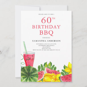 BBQ Watermelon 60:e Födelsedagsfest inbjudan