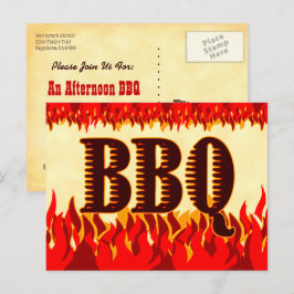 BBQ Western Flames Anpassad Inbjudningskort Postko