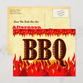 BBQ Western Flames Anpassad Save the Date Postkort Meddelande Vykort