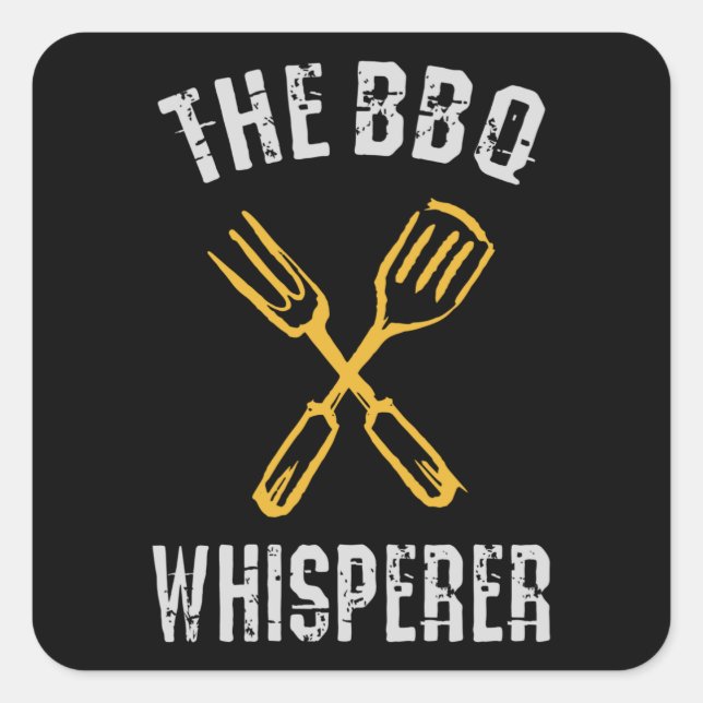 BBQ Whisperer Fyrkantigt Klistermärke (Framsida)