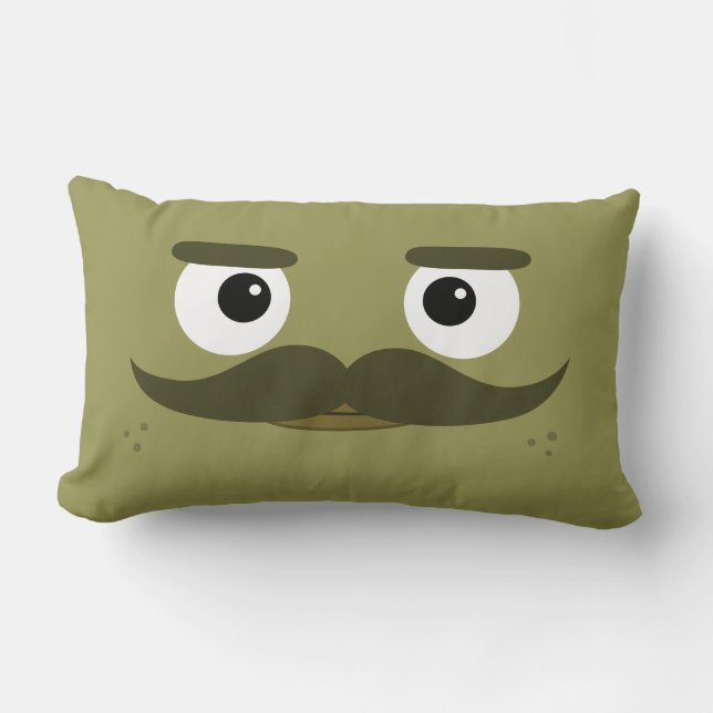 BBSS Moustachios #1 kudder (21" x13") Lumbarkudde (Framsida)